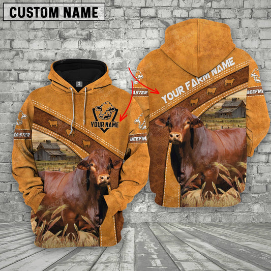 Gorustics Beefmaster 3D Customized Name - Farm Name Hoodie