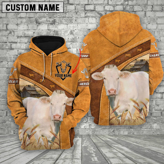 Gorustics Charolais 3D Customized Name - Farm Name Hoodie