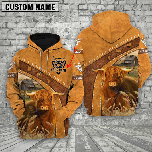 Gorustics Personalized Name Farm Highland Cattle Hoodie TT1