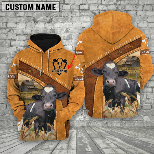 Gorustics Personalized Name Farm Holstein Cattle Hoodie TT6