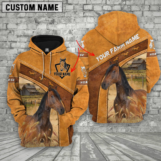 Gorustics Horse 3D Customized Name - Farm Name Hoodie