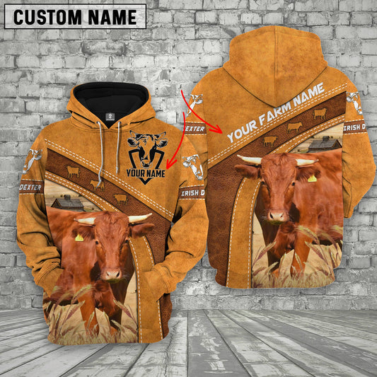 Gorustics Irish Dexter 3D Customized Name - Farm Name Hoodie