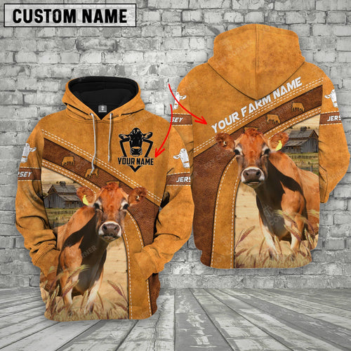 Gorustics Jersey Cow No Horns Custom Name Printed Cattle 3D Hoodie