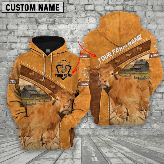 Gorustics Limousin 3D Customized Name - Farm Name Hoodie