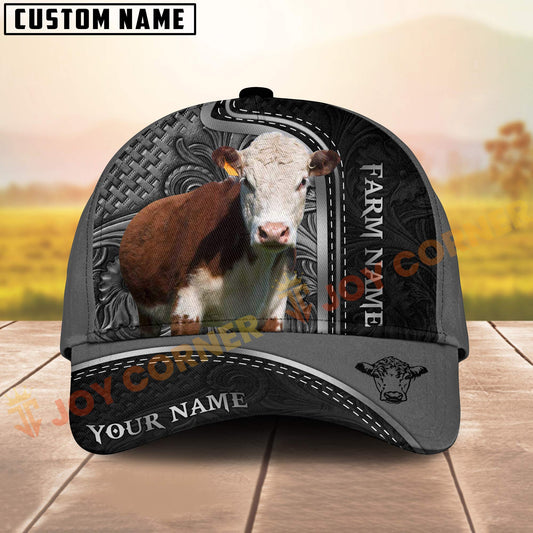 Gorustics Hereford Black Engraved On Farm Customized Name 3D Classic Cap