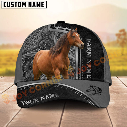 GorusticsHorse Black Engraved On Farm Customized Name 3D Classic Cap