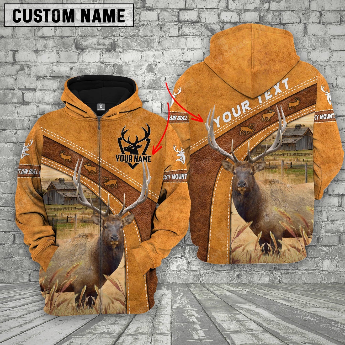 Gorustics Personalized Name Rocky Mountain Bull Elk Hoodie TT1