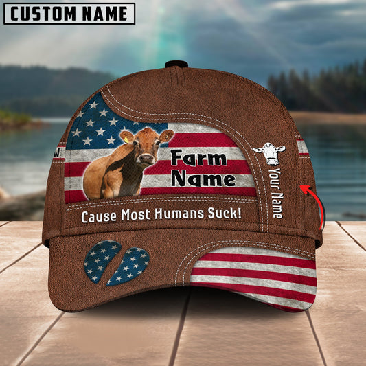 Gorustics Jersey US Flag Customized Name And Farm Name Cap