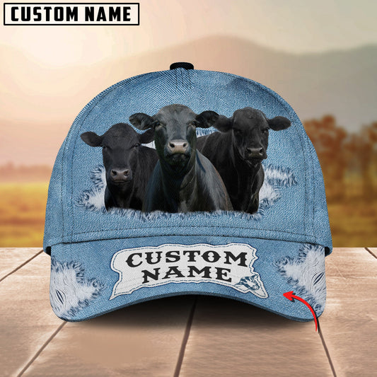 Gorustics Custom Name Black Angus Jeans Pattern 3D Classic Cap