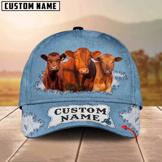 Gorustics Custom Name Red Angus Jeans Pattern 3D Classic Cap