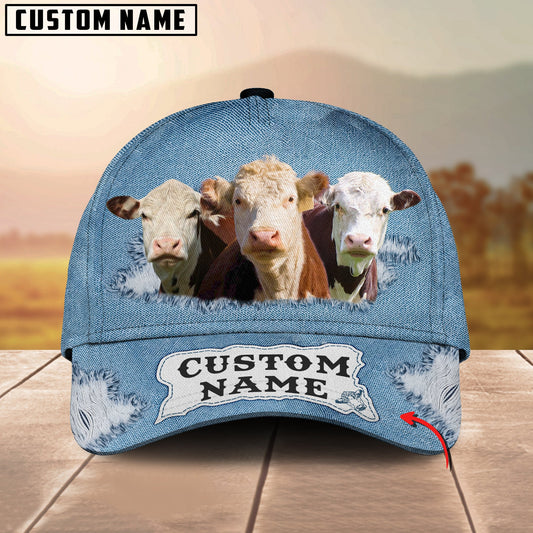Gorustics Custom Name Hereford Jeans Pattern 3D Classic Cap