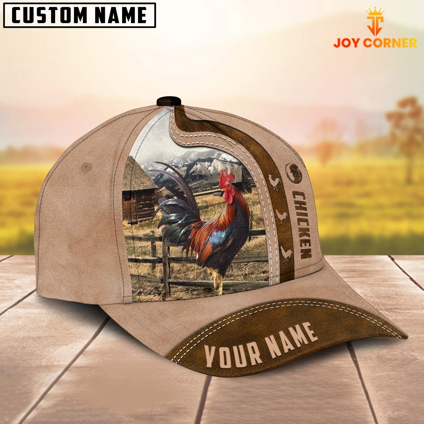 Gorustics Chicken Custom Name Light Brown Cap