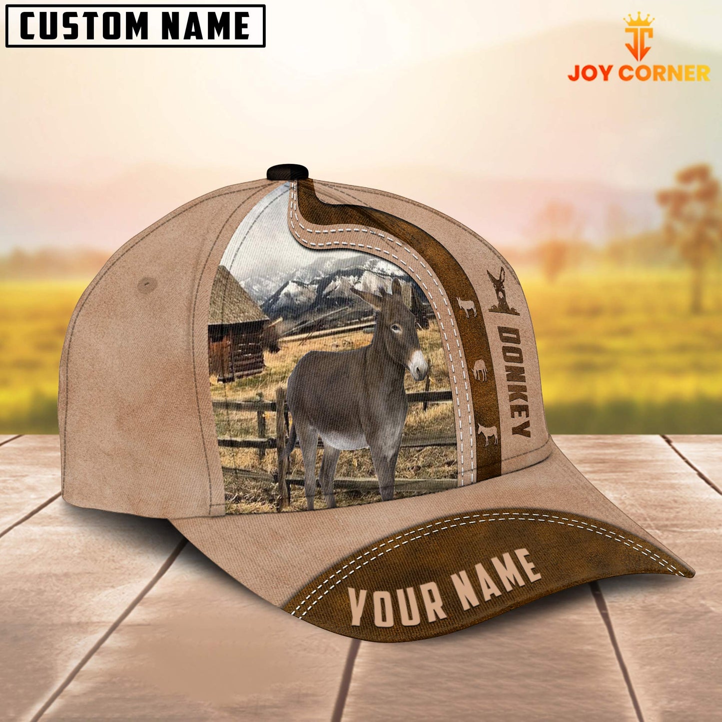 Gorustics Donkey Custom Name Light Brown Cap
