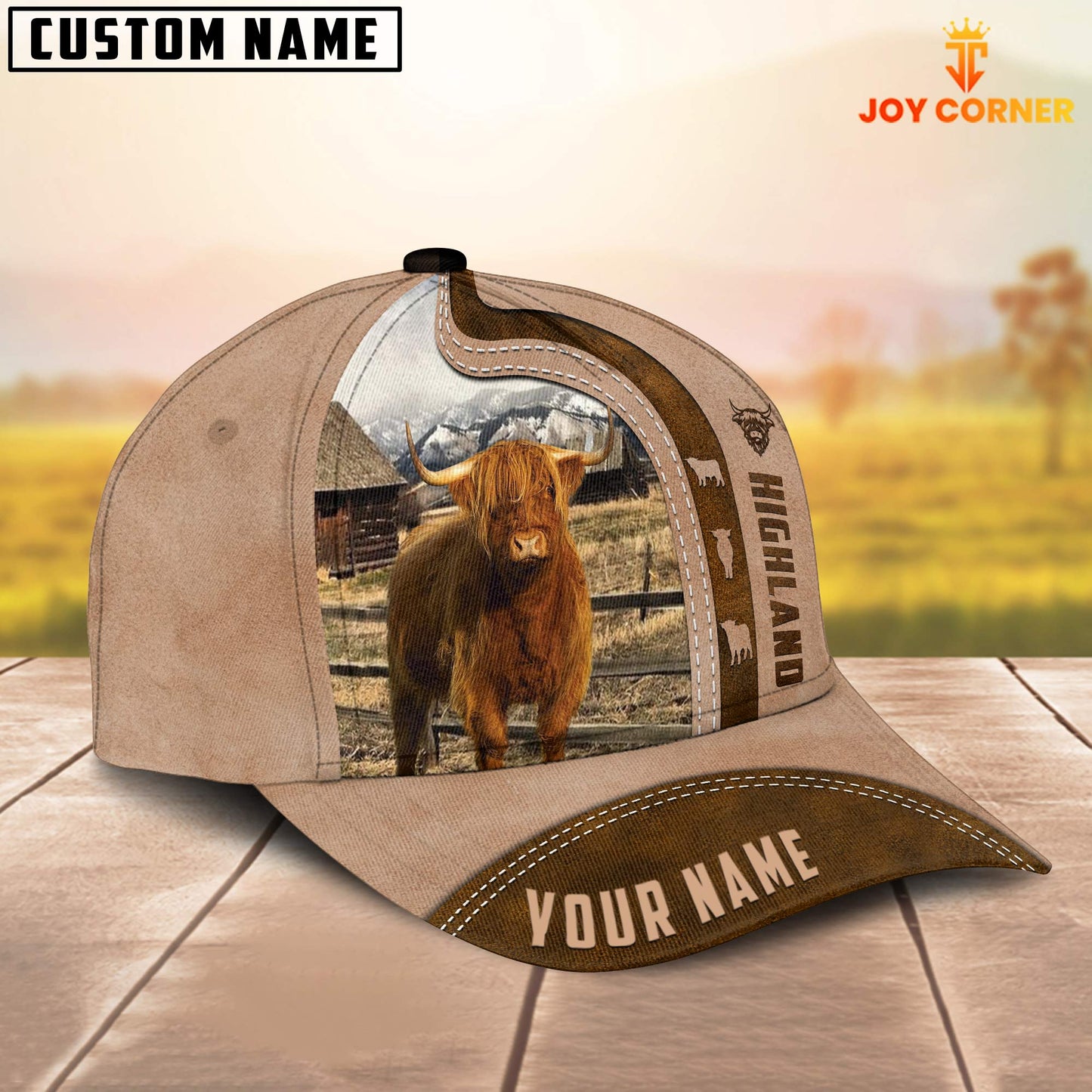 Gorustics Highland Cattle Custom Name Light Brown Cap