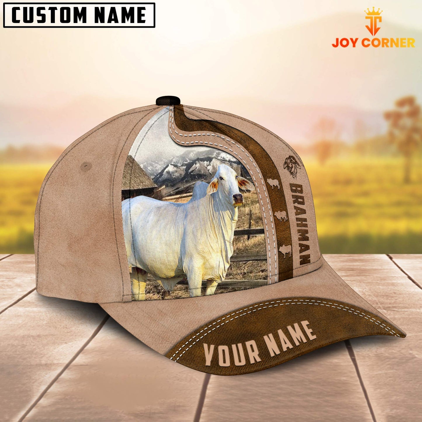 Gorustics Brahman Custom Name Light Brown Cap
