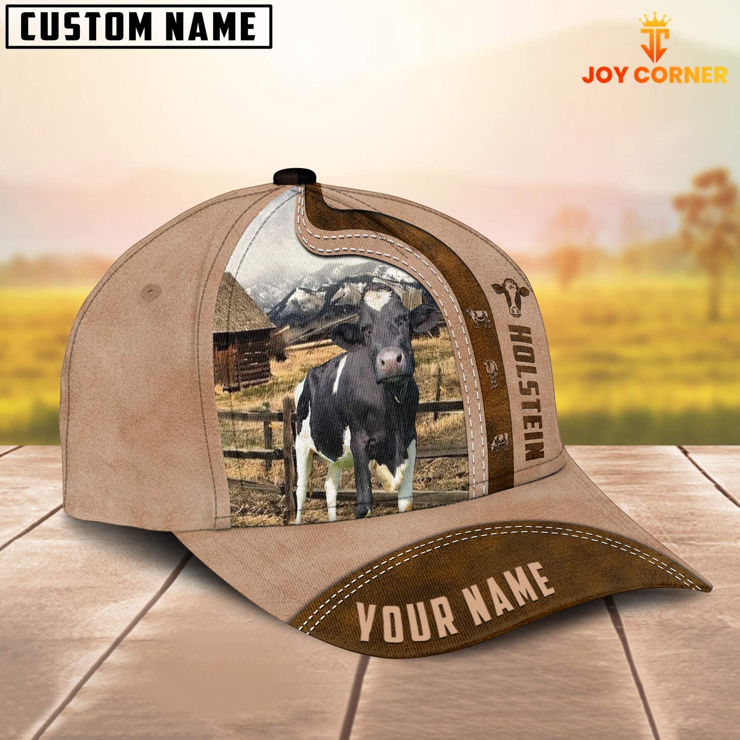 Gorustics Holstein Custom Name Light Brown Cap