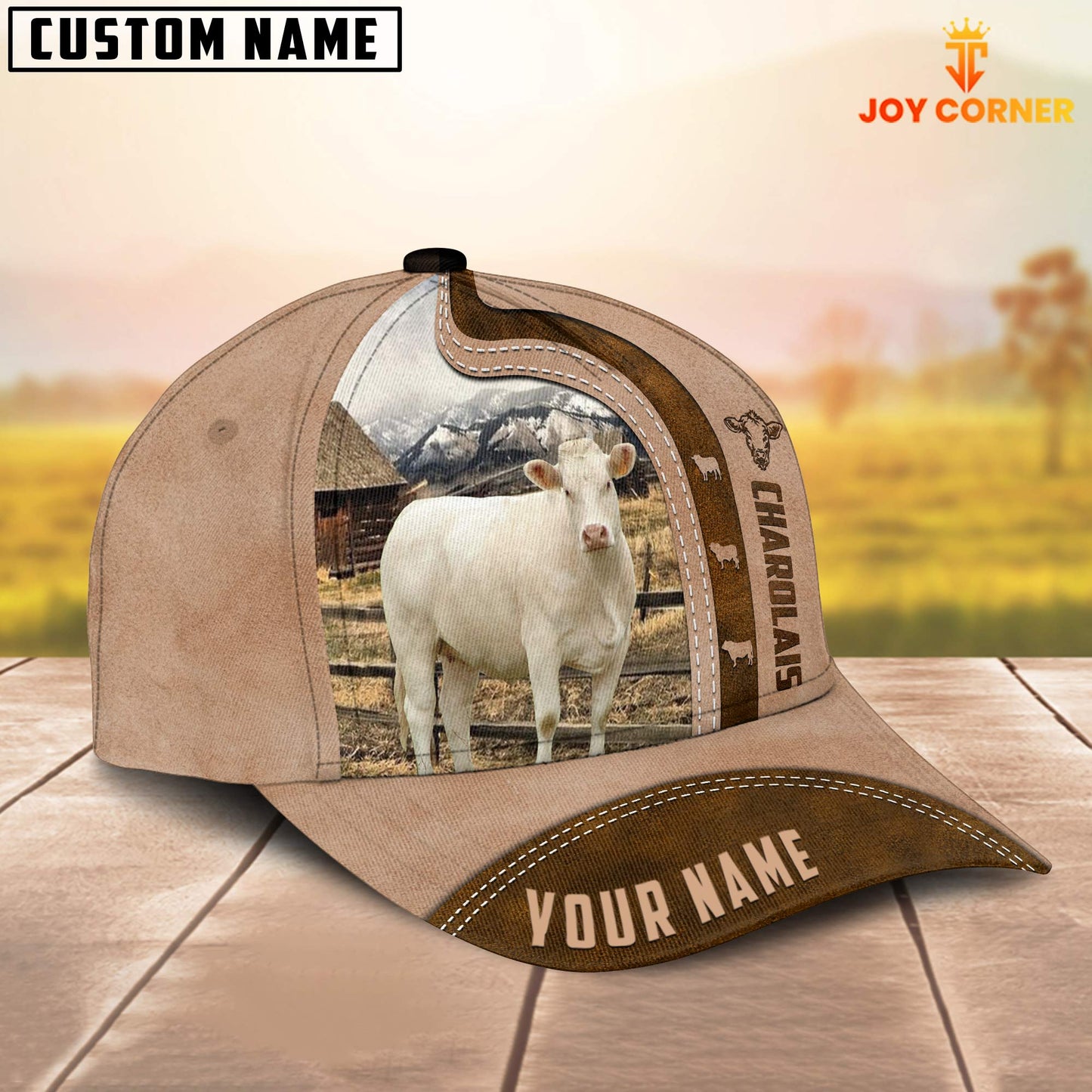 Gorustics Charolais Custom Name Light Brown Cap