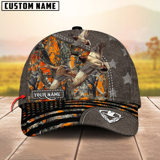 Gorustics Duck Hunting Customized Name US Flag 3D Classic Cap
