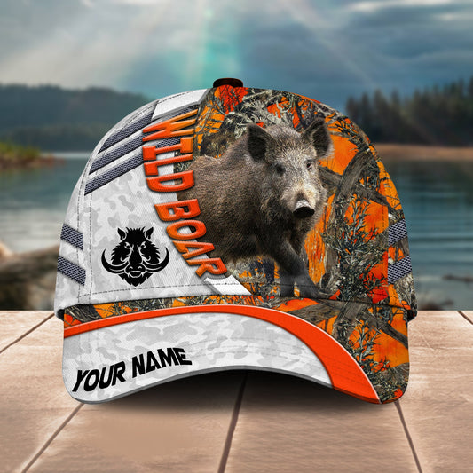 Gorustics Wild Boar Hunting Customized Name Orange Lava Pattern 3D Classic Cap