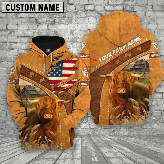 Gorustics Personalized Name 3D Highland Flag Hoodie