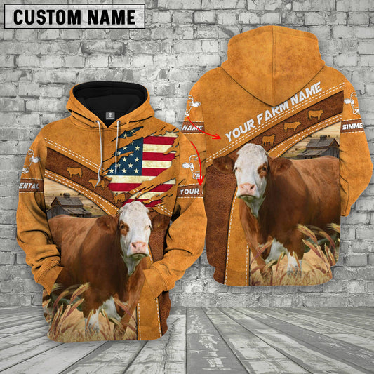 Gorustics Personalized Name 3D Simmental Flag Hoodie