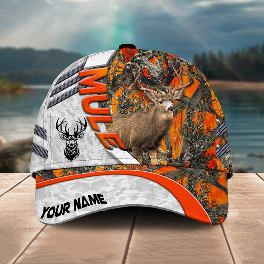 Gorustics Mule Deer Hunting Customized Name Orange Lava Pattern 3D Classic Cap