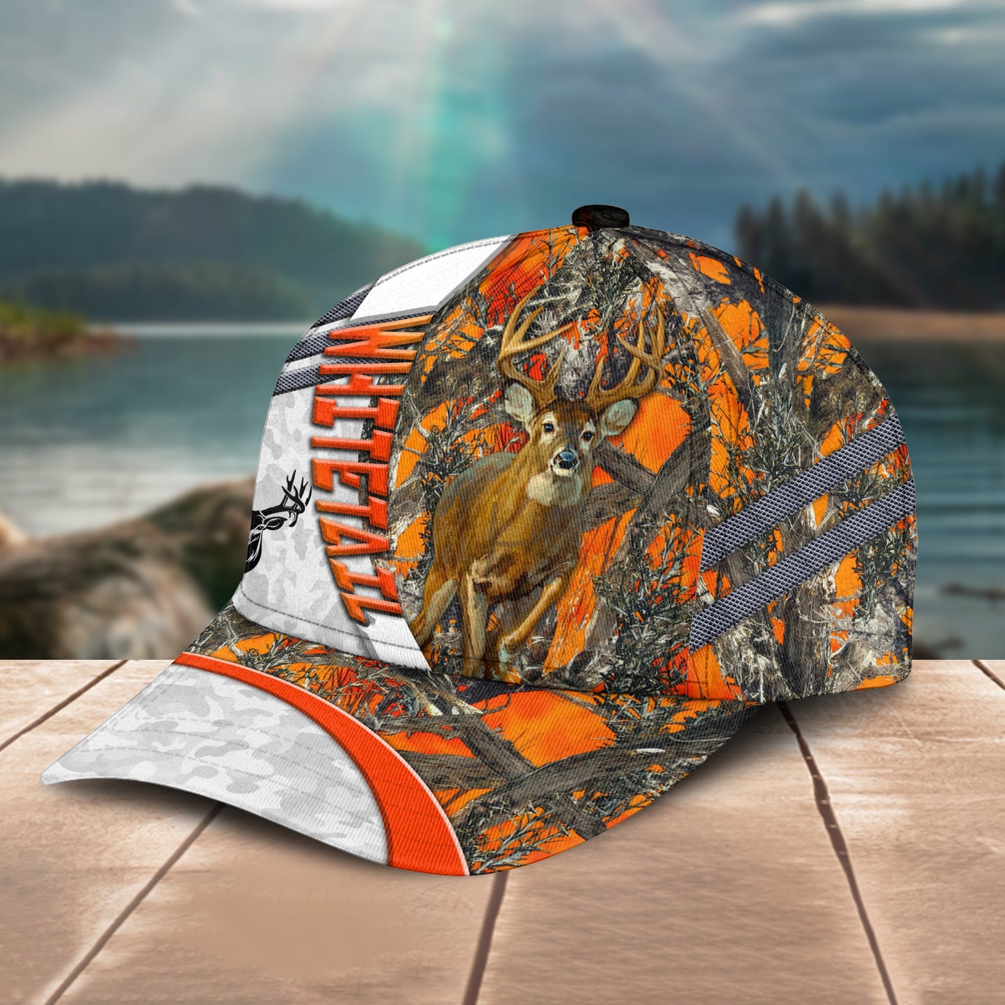 Gorustics Hunting Customized Name Orange Lava Pattern 3D Classic Cap