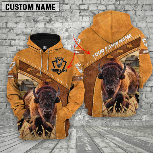 Gorustics Custom Name 3D Bison Cattle Hoodie