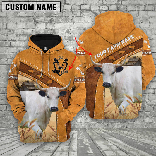Gorustics Personalized Name 3D British White Park Hoodie