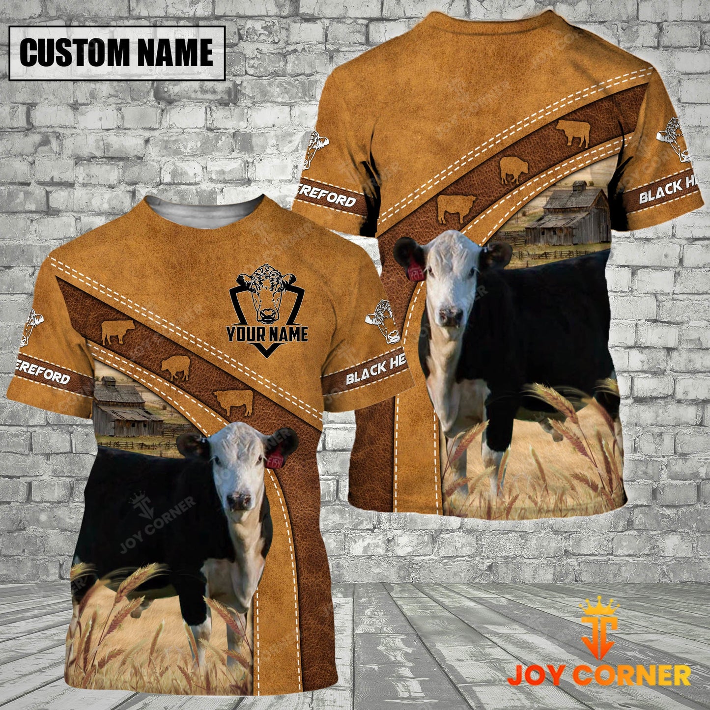 Gorustics Black Hereford 3D Customized Name - Farm Name Hoodie