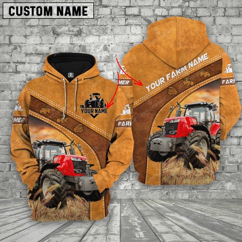 Gorustics Personalized Name Farm Red Tractor Hoodie TT2