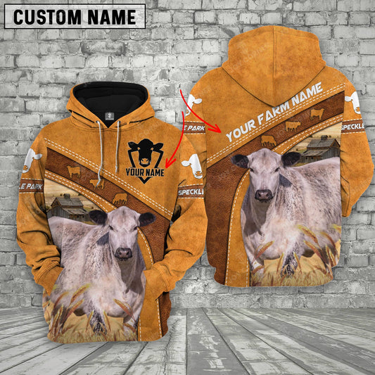 Gorustics Custom Name 3D Speckle Park Cattle Hoodie