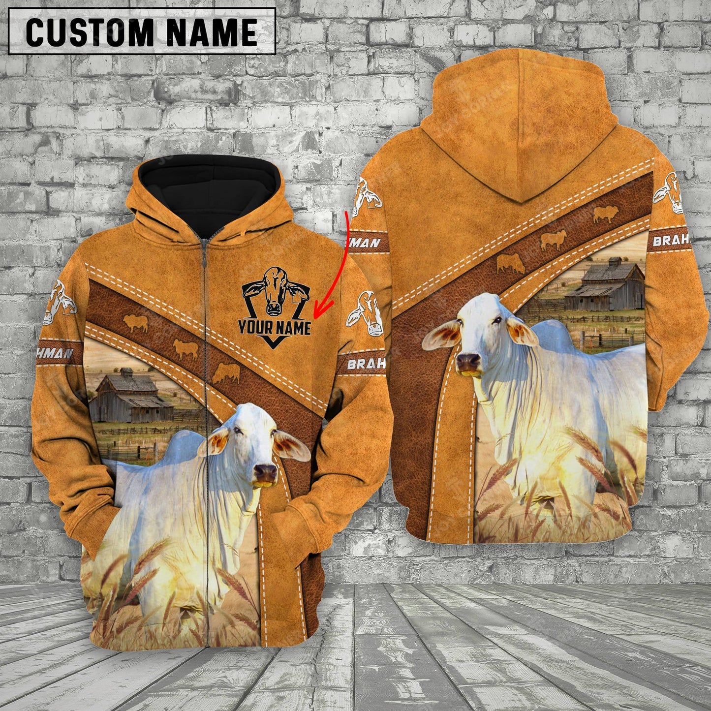 Gorustics Personalized Name Farm Brahman Cattle Hoodie TT4