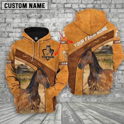 Gorustics Horse 3D Customized Name - Farm Name Hoodie