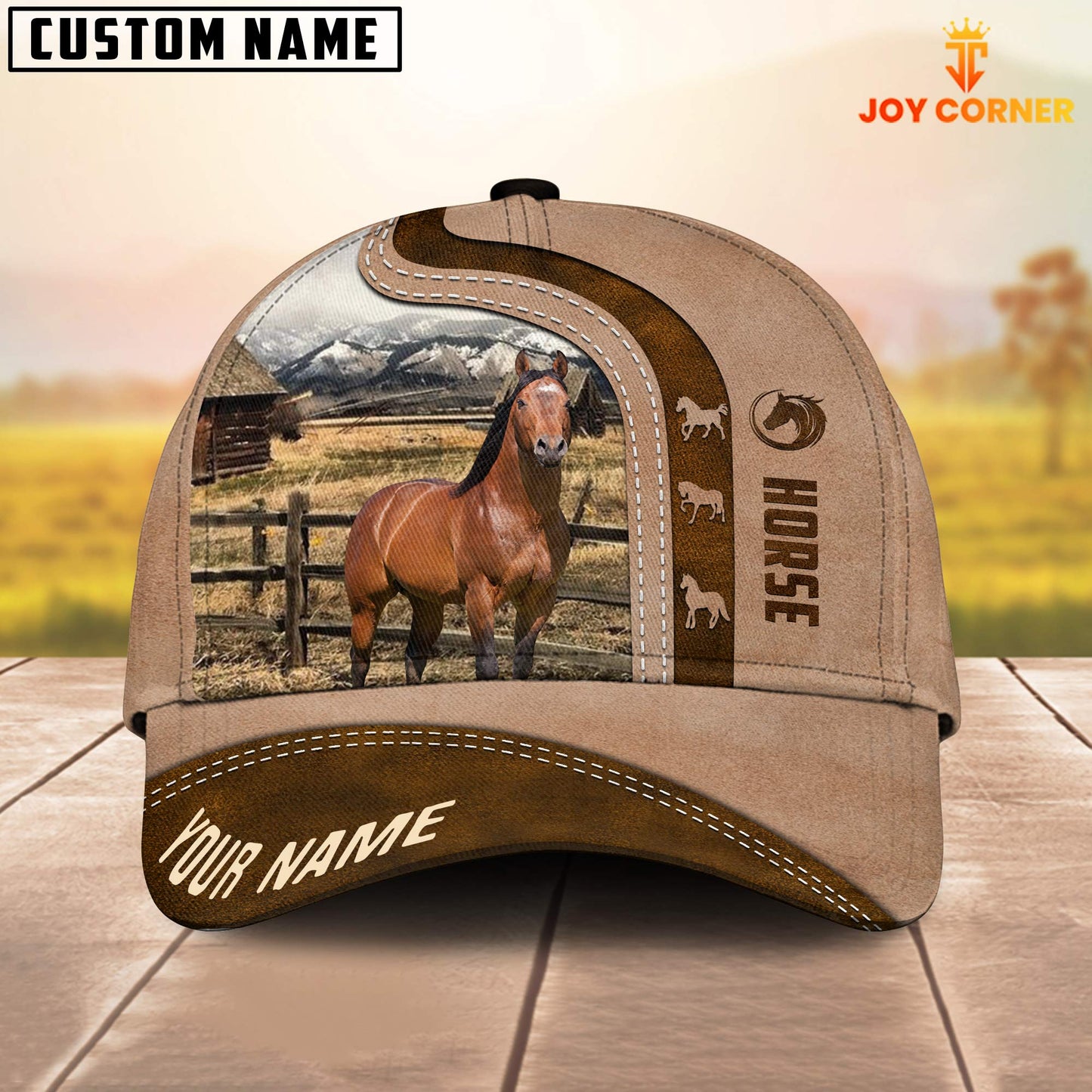 Gorustics Horse Custom Name Light Brown Cap