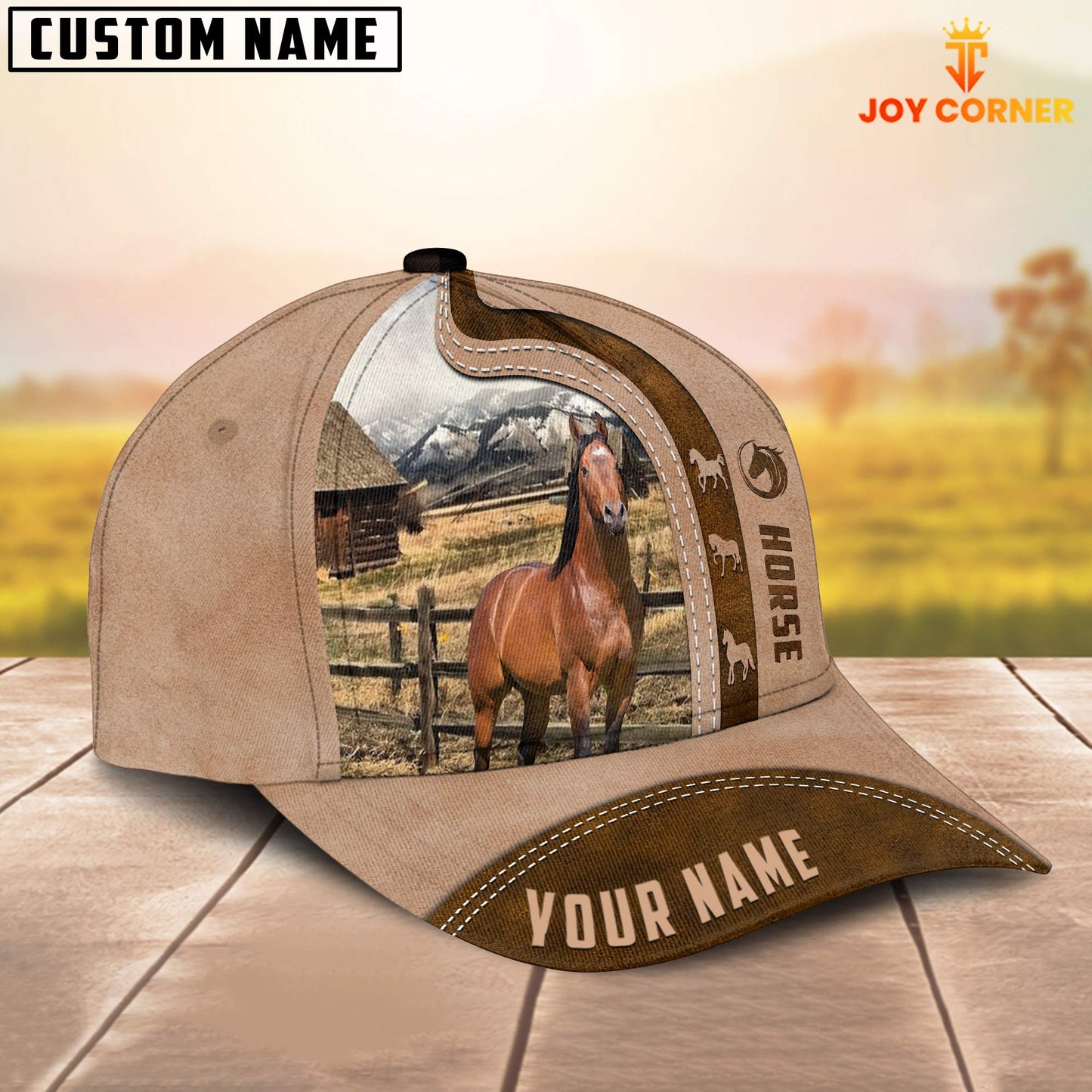 Gorustics Horse Custom Name Light Brown Cap