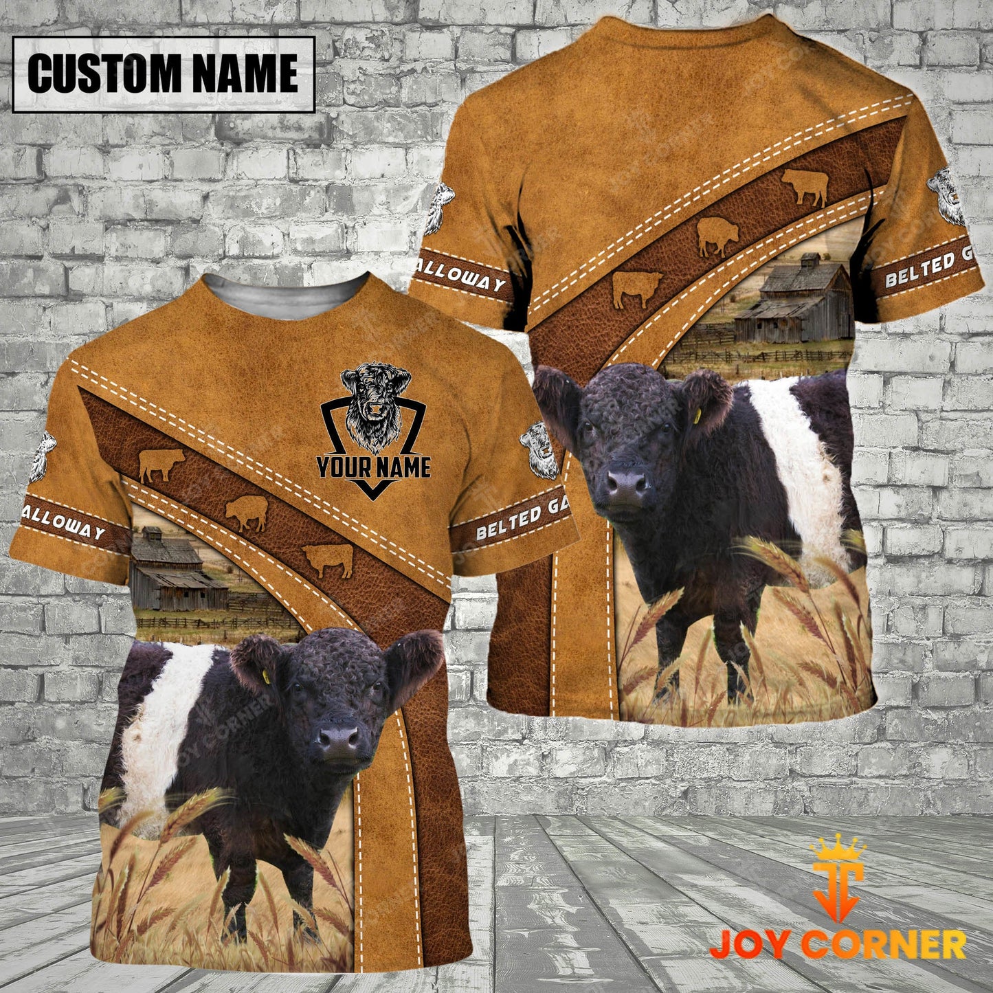 Gorustics Personalized Name Farm 3D Belted Galloway Hoodie