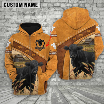 Gorustics Personalized Name Farm Black Angus Cattle Hoodie TT2