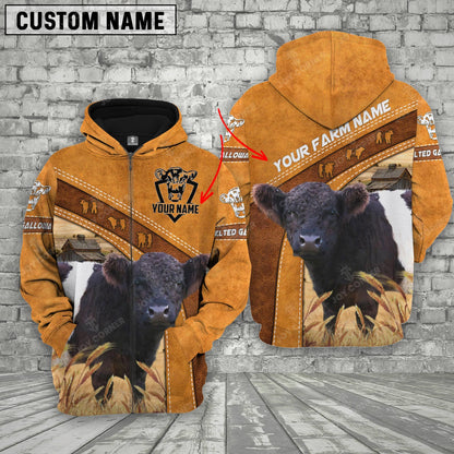 Gorustics Personalized Name Farm 3D Belted Galloway Hoodie