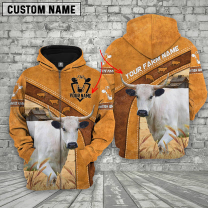 Gorustics Personalized Name 3D British White Park Hoodie
