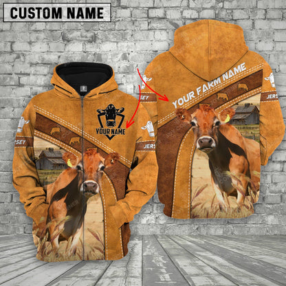 Gorustics Jersey Cow No Horns Custom Name Printed Cattle 3D Hoodie